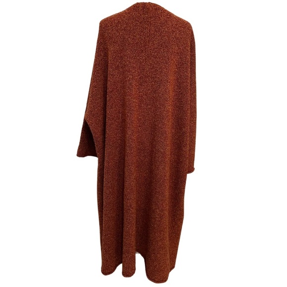 Eskandar Boucle Wool Cashmere Longer Length Cardigan OSFM Orange Handloomed - Picture 9 of 9